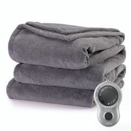 Manta eléctrica Manta eléctrica calefactora Ropa de cama Twin Microplush Ultimate Grey 231024