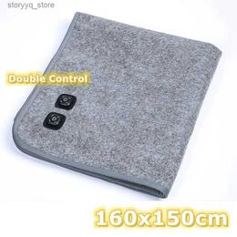 Elektrische deken dikker flanel elektrische dekens mat draagbaar wasbaar grijs lichaam warmer matras synthetische vezel USB -verwarming herfst winter Q231130