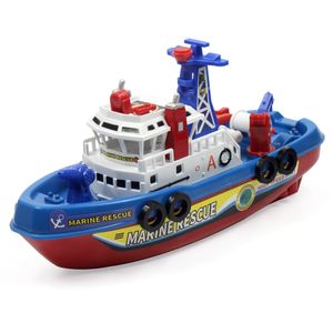 Barco eléctrico para niños, juguetes de rescate marino, barco de bomberos, juguete eléctrico para niños, navegación de alta velocidad, barco de guerra no remoto, regalo para niños