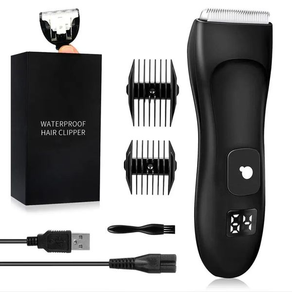 Cortadora eléctrica de pelo de ingle para hombres, afeitadora de bolas segura, máquina cortadora de vello púbico para cuerpo, depiladora de Bikini, maquinilla de afeitar 240116