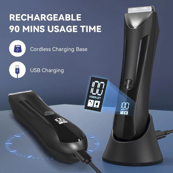 Tondeuse à cheveux électrique pour le corps, rasoir étanche à l'aine pour hommes, boule USB Recharge Dock, Kit de toilettage, lame en céramique remplaçable mâle H 240110