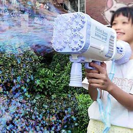 Pistola de burbujas eléctrica Gatlin Rocket Gun 44 hoyos grande para niños Juguete de baño Máquina de burbujas mágicas 2022 Burbujas de jabón caliente Juguetes Y220725
