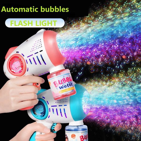 Machine à bulles électriques clignotant la musique légère souffleuse automatique Blower Soap Water Bubbles Maker Gun For Children Kid Outdoor Toys 240410