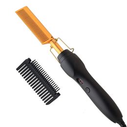 Peigne électrique cheveux lisser le lisser plat de fer plat pressant peigne portable des perruques anti-calded coiffure barbe litreux pressoir 240407