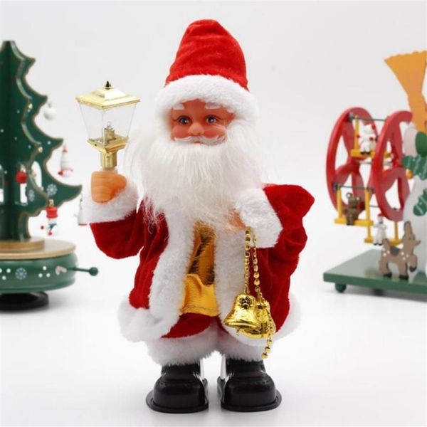 Música de baile eléctrica Muñeca de Papá Noel con lámpara Estatuilla de Navidad Decoración Adornos de Navidad con pilas Regalo de juguete para niños 1218W