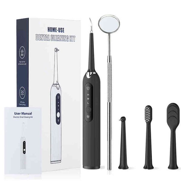 Removedor de cálculo dental eléctrico Vibración ultrasónica Raspador de sarro dental Herramienta de limpieza Limpiador de cepillo de dientes con 4 cabezales 3 Modelo 220713