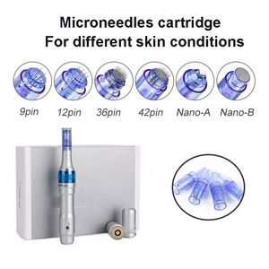 Elektrische derma pen micro naalden schoonheid microneedle roller apparaat gereedschap hydra titanium 1 3 5 7 9 12 36 42pins nano naalden naaldcartridge