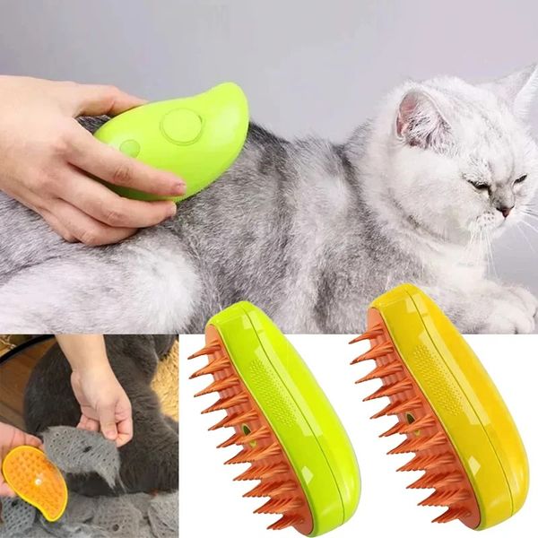 Cepillera de vapor vaporizante eléctrico Croomeo 3 en 1 Péque de vapor para perros Maneta Retire los enredos y el cabello suelto para masajes suministros de gatos vaporizados