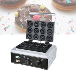 Electric Doughnut Waffle Maker Mini Commercial Donut Making Machines maakt 12 donuts, niet-stick gecoat