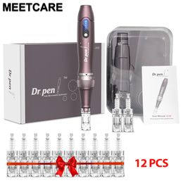 Electric Dr Pen Ultima A10 met 12 stcs Cartridge Professionele draadloze Derma Pen Anti Wrinkle Skin Rejuvenation Mts Microneedle