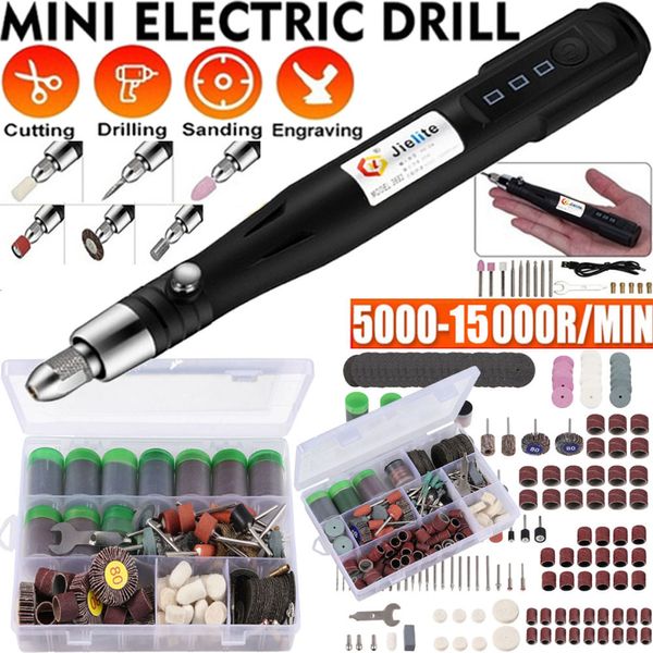 Perceuse électrique 15000 tr/min, Mini stylo de gravure USB portatif, Machine à polir avec outil rotatif Dremel, accessoires, outils de bricolage 230406