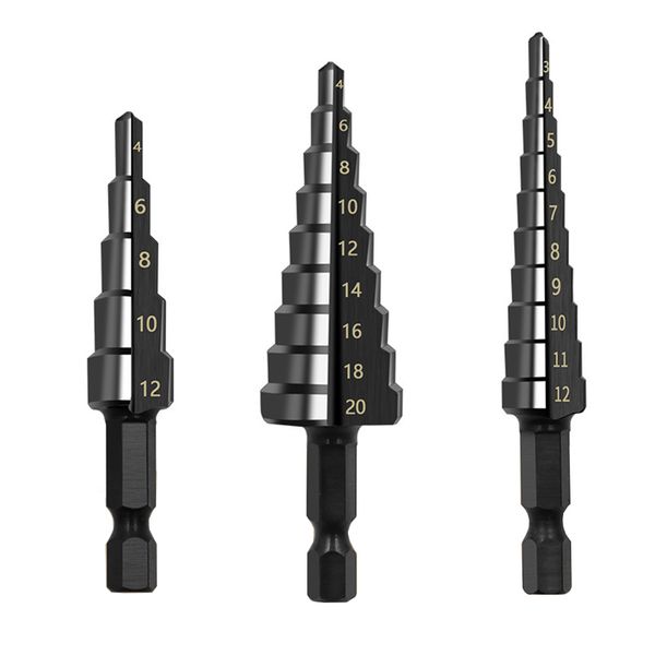 Perceuse électrique 312mm 412mm 420mm HSS Rainure Droite Step Bit Nitrogen Coated ing Power Tools Set Bois Métal Trou Cutter 230406