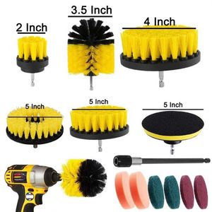 Kit de brosses pour perceuse électrique, nettoyant tout usage, outils de nettoyage de pneus automobiles pour carrelage, salle de bains, cuisine, brosses rondes en plastique 21301T