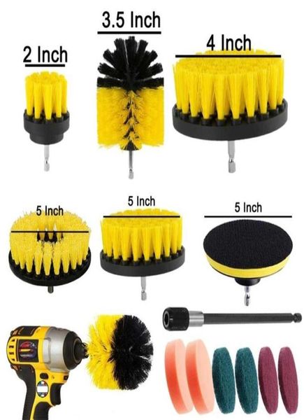 Kit de brosse de forage électrique nettoyant tout usage outils de nettoyage de pneus automatiques pour carrelage salle de bain cuisine brosses à récurer rondes en plastique 211992602