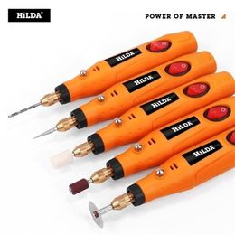 Perceuse électrique HILDA, Mini outil rotatif 12V, stylo à graver avec ensemble d'accessoires de meulage multifonction 220928188R