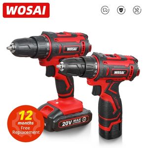 Electric Drill WOSAI 12V 16V 20V Cordless Drill lithiumion Battery Electric Screwdriver 251 Torque Mini Wireless Power Driver DIY Power Tools 230210