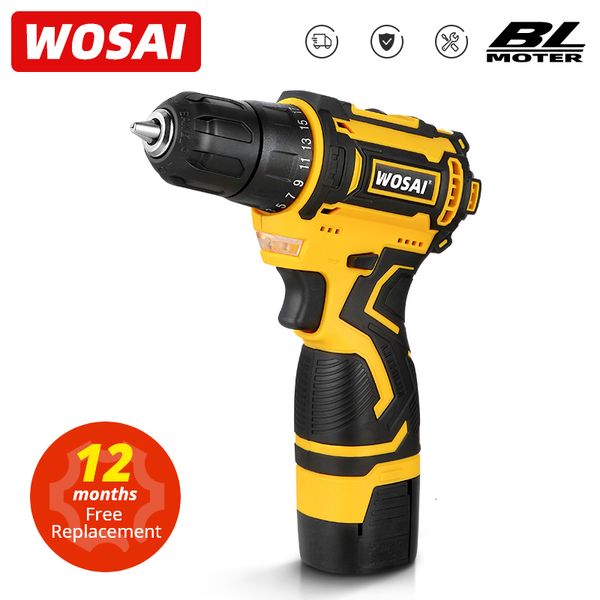 Perceuse électrique WOSAI 16V MAX perceuse sans fil sans balais 32Nm tournevis électrique 251 réglages de couple 2 vitesses outils électriques série MTS 230210