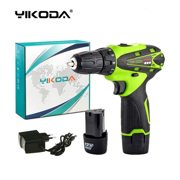 Taladro eléctrico YIKODA 12V 16.8V 21V Destornillador eléctrico Mini taladro inalámbrico recargable Batería de iones de litio Controlador de dos velocidades Herramientas eléctricas de bricolaje 230130