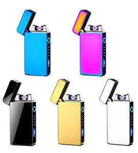 Elektrische Dual Arc-aansteker USB-aanstekers Oplaadbaar Winddicht Vlamloze plasma-aanstekers Roken met LED Power Display Herengeschenken