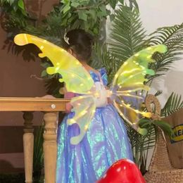 Elef Elf Butterfly Fairy Wings LED MUSIC Clothing Birthday Dress Up Halloween Christmas Gifts Luminous Novels Childrens Toys 240522