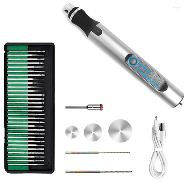 Kit à outils à stylo à gravure électrique USB Gravure rechargeable pour la sculpture en métal en bois en verre en plastique