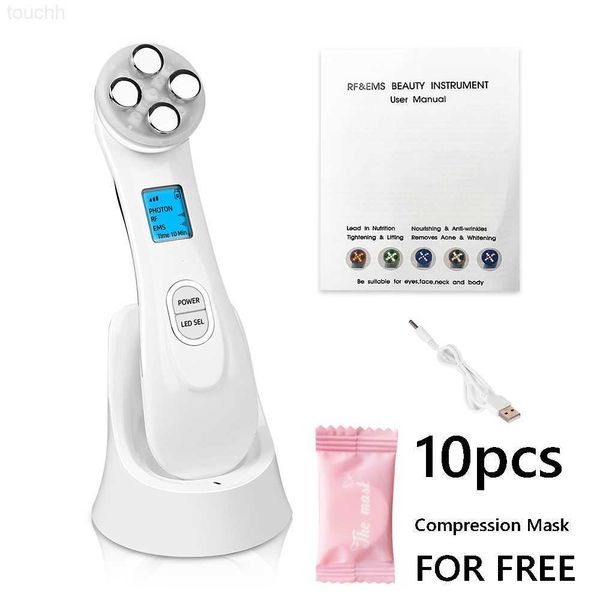 Épurateurs de visage électriques 5 en 1 LED dispositif de serrage de la peau LED Rf Ems radiofréquence peau serrant la machine visage levage électroporation mésothérapie L230920