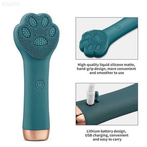 Épurateurs de visage électriques Brosse de nettoyage électrique en silicone pour le visage Masseur de vibrations de patte de chat Démaquillant de points noirs Nettoyant pour les pores Outil de soins de la peau L2030920