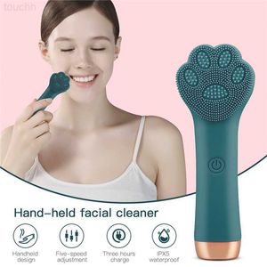 Épurateurs de visage électriques Brosse de nettoyage électrique en silicone pour le visage rechargeable Vibration Sonic Masseur Comédons Remover Pore Propre Lavage du visage Soins de la peau L230920