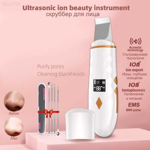 Electric Face Scrubbers Ultrasonic Cleaner Face Scrubber Ems Ionic Massager For Face Peeling Lifting Microcurrents for Skin Care Spatula L230920