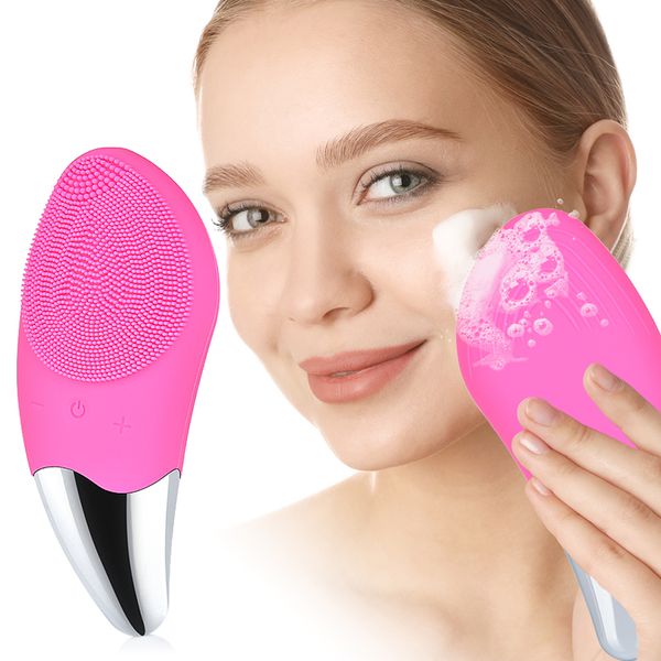 Cepillo de limpieza facial eléctrico Masajeador facial de silicona Limpiador facial Herramienta de masaje Cepillo limpiador facial