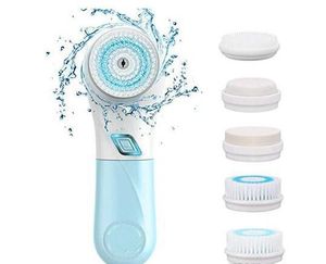 Brosse nettoyante électrique pour le visage avec 5 têtes de brosse pour le visage, système de nettoyage hydrofuge et exfoliant doux pour tous les types de peau