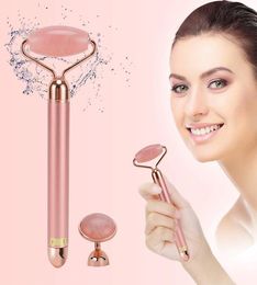 Elektrische gezicht Jade Roller Vibrerende vrouwen Rose Face ontspanning Slankgereedschap Quartz Jaderoller Massager Health Skin Care Body H4929767