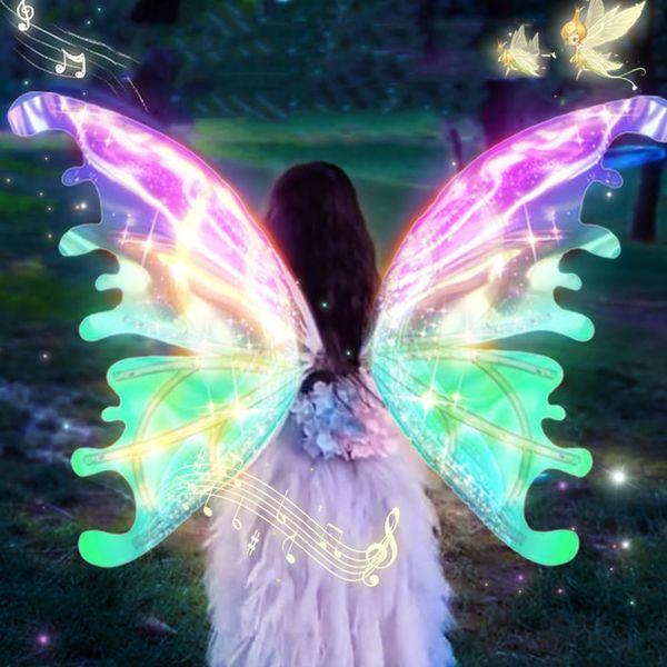 Ailes de papillon féeriques électriques avec lumières LED, accessoire de fête parfait pour filles et femmes avec ailes de papillon mobiles