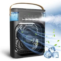 Elektrische ventilator Mini-airconditioner voor kamer Draagbare ventilator Waterkoeling 5 Spray USB Desktop 7 kleuren LED-lichtbevochtiging