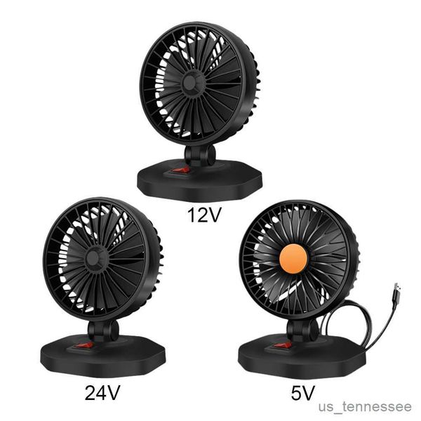 Ventiladores eléctricos 12V / 24V / 5V Ventilador de automóvil eléctrico Ventilador de automóvil portátil de bajo ruido con encendedor de cigarrillos para carretilla elevadora para computadora Teléfono celular R230803