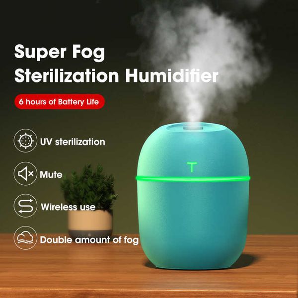 Ventilateurs électriques 220ml Humidificateur d'air Lampe LED USB Ventilateur Diffuseur d'huile essentielle Purificateur Aroma Cool Mist Maker avec lumière romantique