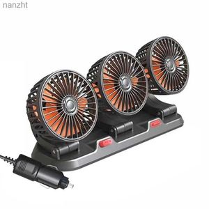 Elektrische ventilatoren 3-kop autokoelventilator met parkeerbord USB/12V/24V Elektrische ventilator Automatisch Low Noise Fan 360 graden Roterende automatische koelerwx