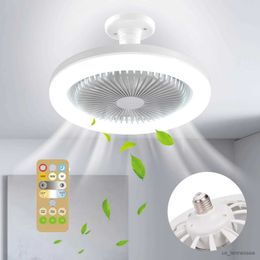 Elektrische ventilatoren 30W plafondlamp met verlichting Lampconvertervoet met afstandsbediening voor slaapkamer, woonkamer, huis R230616