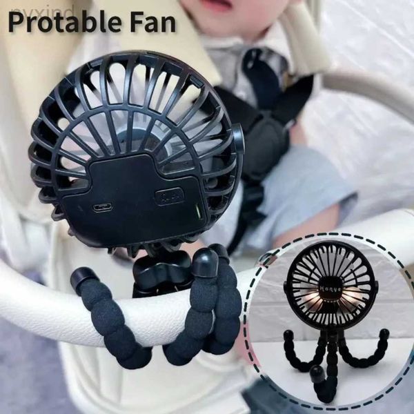 Ventilateurs électriques pour bébé poussette ventilateur à main tenue à main rechargeable de petits ventilateurs de pliage USB mini-ventilateur silencieux table fraîche extérieur fraîcheur de cou D240429