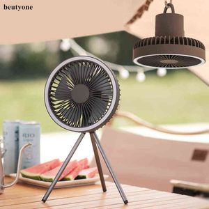 Ventilateurs électriques Beutyone Portable USB rechargeable Mini plafond de camping en plein air avec lumière LED 4000 / 10000mAh Desktop T220907