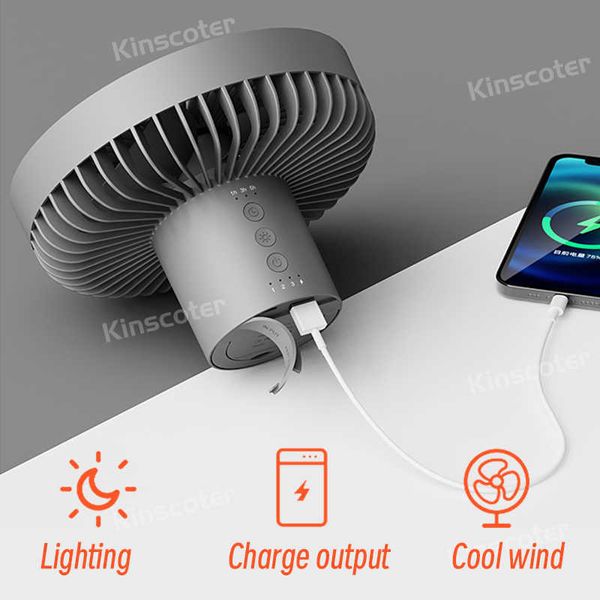 Ventiladores eléctricos Cámaras 10000mAh 4000mAh Ventilador para acampar Circulador portátil de escritorio recargable Ventilador eléctrico de techo inalámbrico con iluminación LED