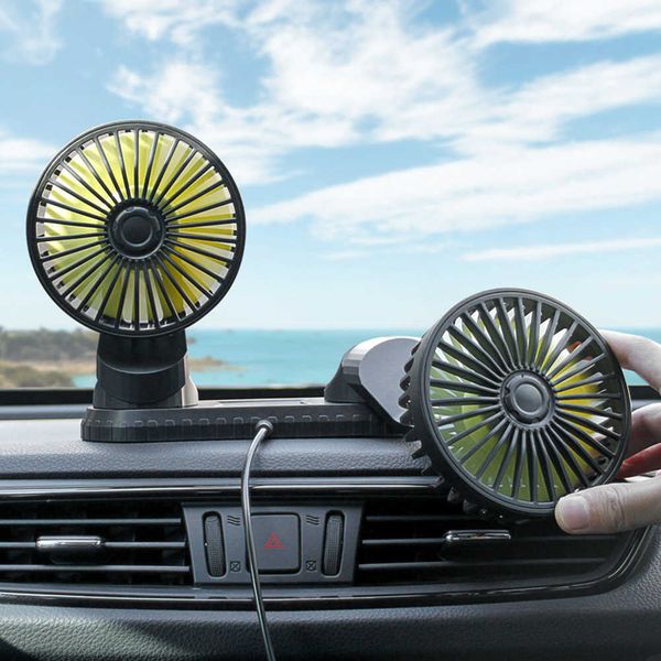 Ventilateurs électriques caméras ventilateur de voiture alimenté par USB double tête ventilateur à 5 pales pour camion automatique 12V 24V
