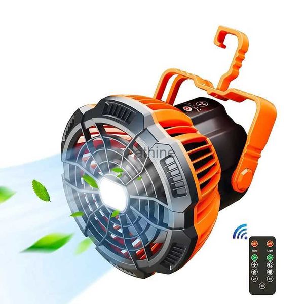 Ventiladores eléctricos Ventilador para acampar con linterna LED 25 horas Ventilador portátil con batería con gancho para colgar Ventilador recargable para tienda al aire libre YQ240104