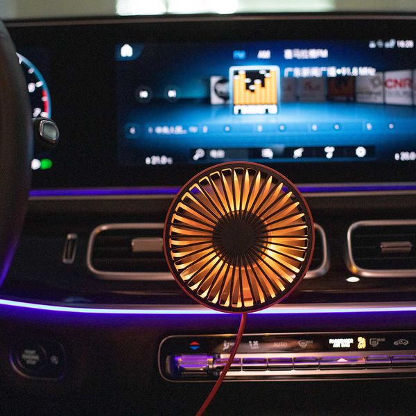 Ventilateurs électriques voiture 360 degrés rotatif Cool coloré LED lumières USB alimenté Auto puissant Air de refroidissement pour évent monté