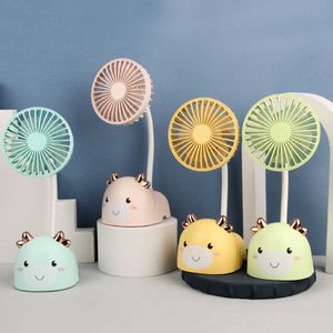 Elektrische fans Cartoon Mini Table Fans Mute Student Portable Desktop Mini Fan USB Macarone Oplaadbare Desk Electric Fan T220924