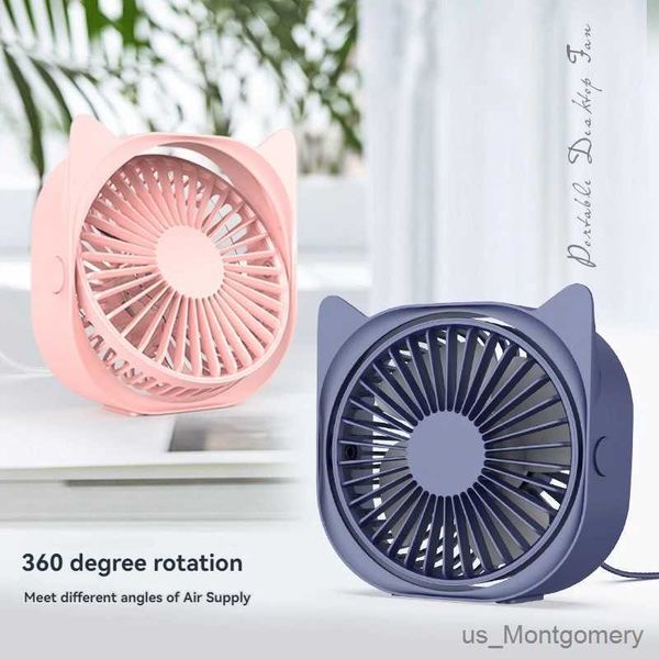 Ventilateurs électriques Cat Oreau mignon animal de compagnie Small ventilateur silencieux Turbo Mini Mini Van électrique USB Fan de charge portable Étudiant Dormitory Girl Pra