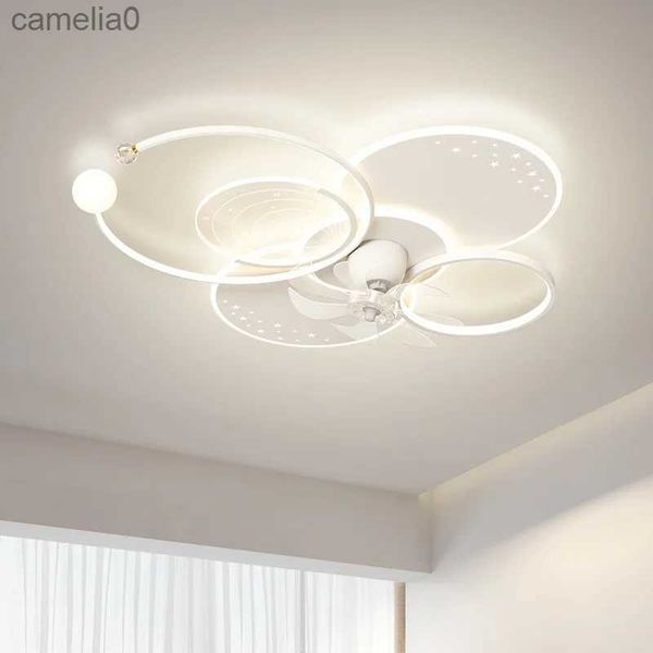 Ventilateurs électriques ventilateur de plafond avec lumière LED lampes de plafond de salon créatives simples modernes secouant la tête ventilateur électrique muet LampC24319