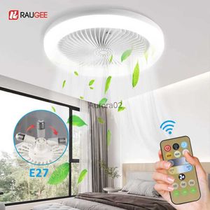 Electric Fans Ceiling Fan With Light And Remote Control E27 Converter Base Smart Silent Ceiling Fans 30W LED Lamp Fans For Living Room Bedroom YQ231225