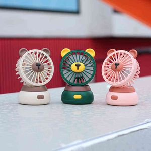 Ventilateurs électriques Creative Cartoon ours bureau Mini ventilateurs grand vent bureau portable USB charge ventilateur de poche climatisation portable T220907