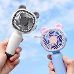 Elektrische Fans Nette Bär Ohren Handheld Drahtlose Tragbare Mini Fan USB Aufladbare Sommer Outdoor Camping Hand Fans Desktop Luftkühler YQ240104